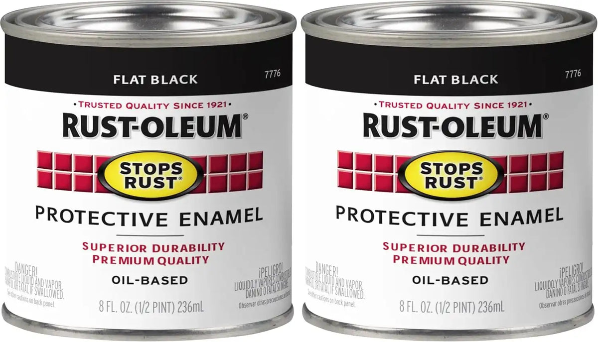 Rust-Oleum 7776730 Protective Enamel Paint, 8-Ounce, Flat Black, 12 Fl Oz (Pack of 2)
