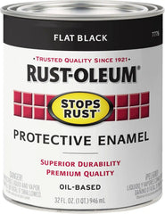 Rust-Oleum 7776502 Stops Rust Brush On Paint, Quart, Flat Black, (Pack of 1)