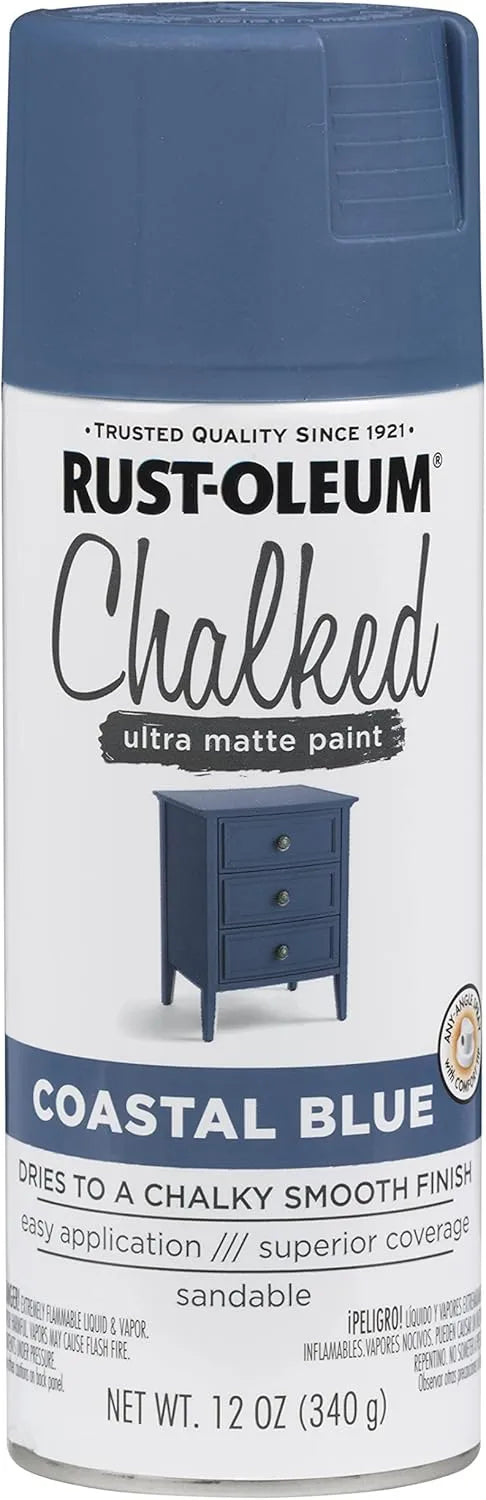Rust-Oleum Coastal Blue Chalked All-in-One Ultra Matte Spray Paint | One Coat Coverage | No Primer, Sanding, Or Topcoat Needed | Easy Spray Application | Made in USA | 12 OZ