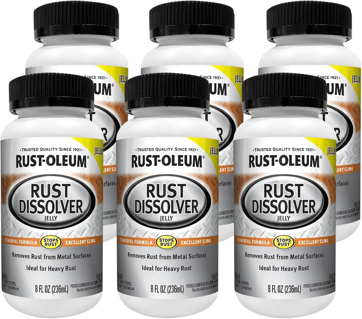 Rust-Oleum Rust Dissolver Jelly | Heavy-Duty Corrosion Remover for Metal Tools, Cars, Bikes, Grills, Bolts, Firearms & More | 8 oz | 6 Pack