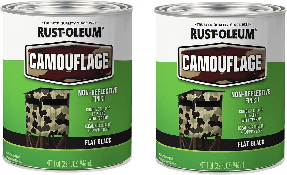 Rust-Oleum 379558-2PK Specialty Camouflage Paint, Quart, Flat Black, (Pack of 2)