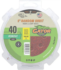 Gator 5" Random Orbit Hook & Loop Red Resin Aluminum Oxide Sanding Discs, 8-Hole, 40 Grit, 50 Pack
