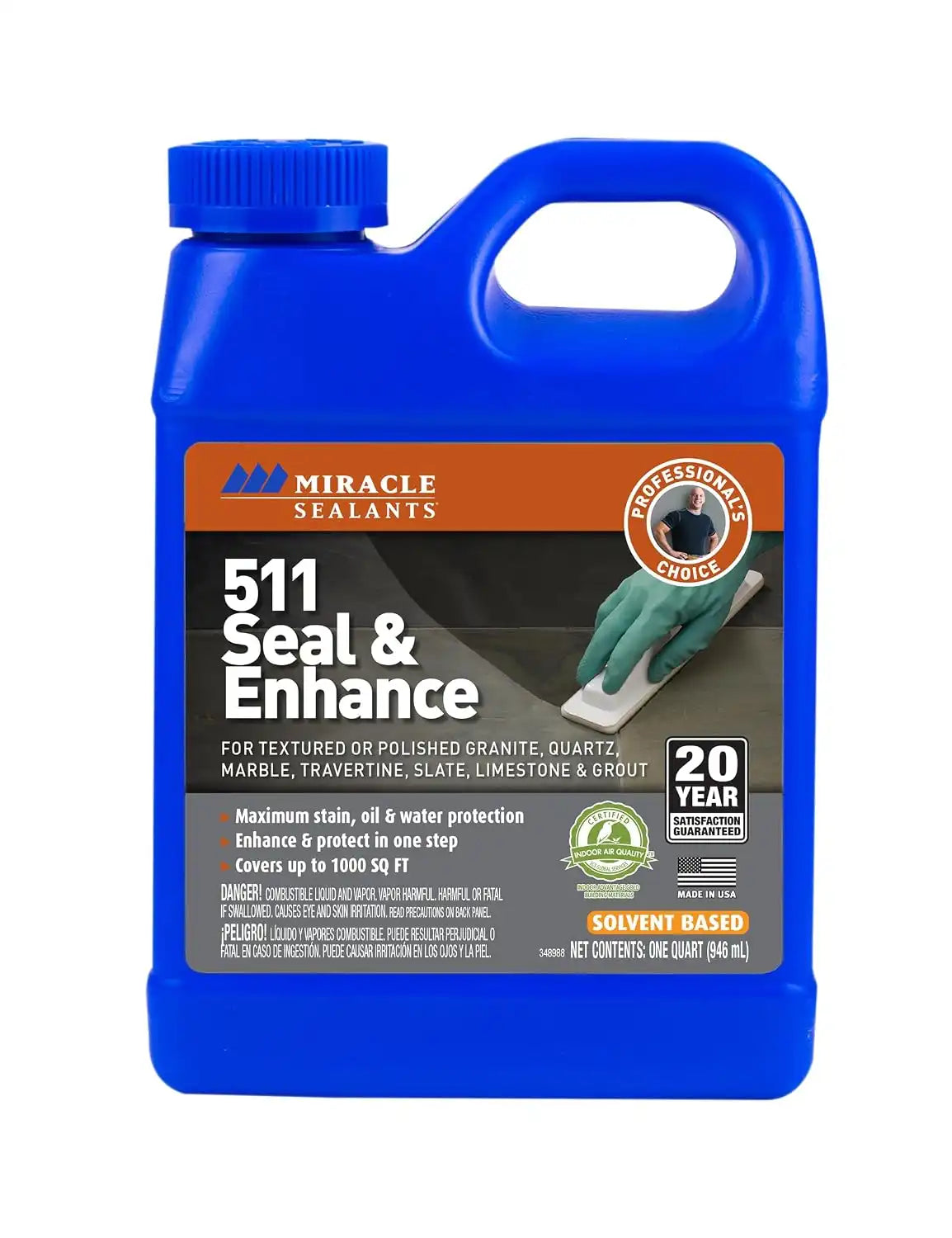 Miracle Sealants 511 Seal & Enhance Premium Enhancing Sealer for Stone & Tile, Quart