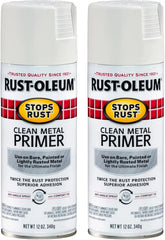 Rust-Oleum 7780830 Stops Rust Clean Metal Primer Spray, 12 oz, Flat White, 2 Pack