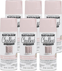 Rust-Oleum Blush Pink Chalked All-in-One Ultra Matte Spray Paint | One Coat Coverage | No Primer, Sanding, Or Topcoat Needed | Easy Spray Application | Made in USA | 12 OZ | 6 Pack