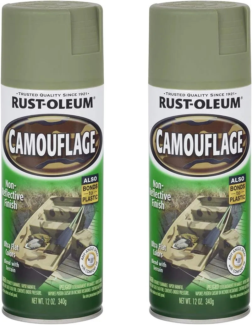 Rust-Oleum 1920830-2PK Camouflage Spray Paint, 12 oz, Army Green, 2 Pack