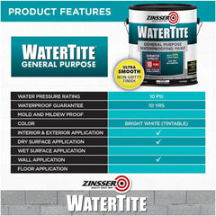 Zinsser 369382 WaterTite General Purpose Waterproofing Paint, 5 Gallon, White
