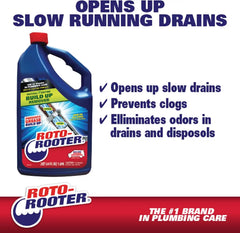 Roto-Rooter Build-Up Remover Drain Cleaner, Enzyme-Based Formula Helps Prevent Clogs and Grease Buildup, Removes Odor, Safe for Septic Systems, Pipes, Toilets, Drains and Sinks, 64 oz (Pack of 2)