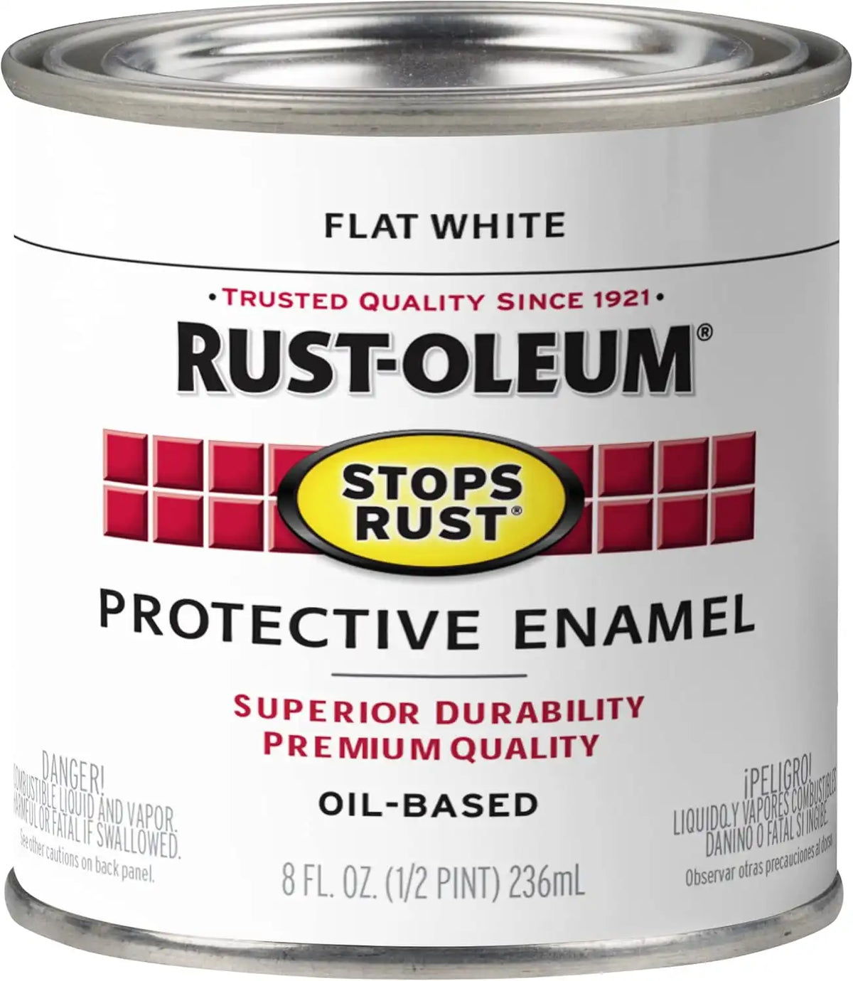 Rust-Oleum 7790730 Stops Rust Brush On Paint, Half Pint, Flat White, (Pack of 1)
