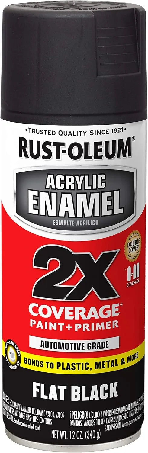 Rust-Oleum 271918 Acrylic Enamel 2X Spray Paint, 12 oz, Flat Black, (Pack of 1)