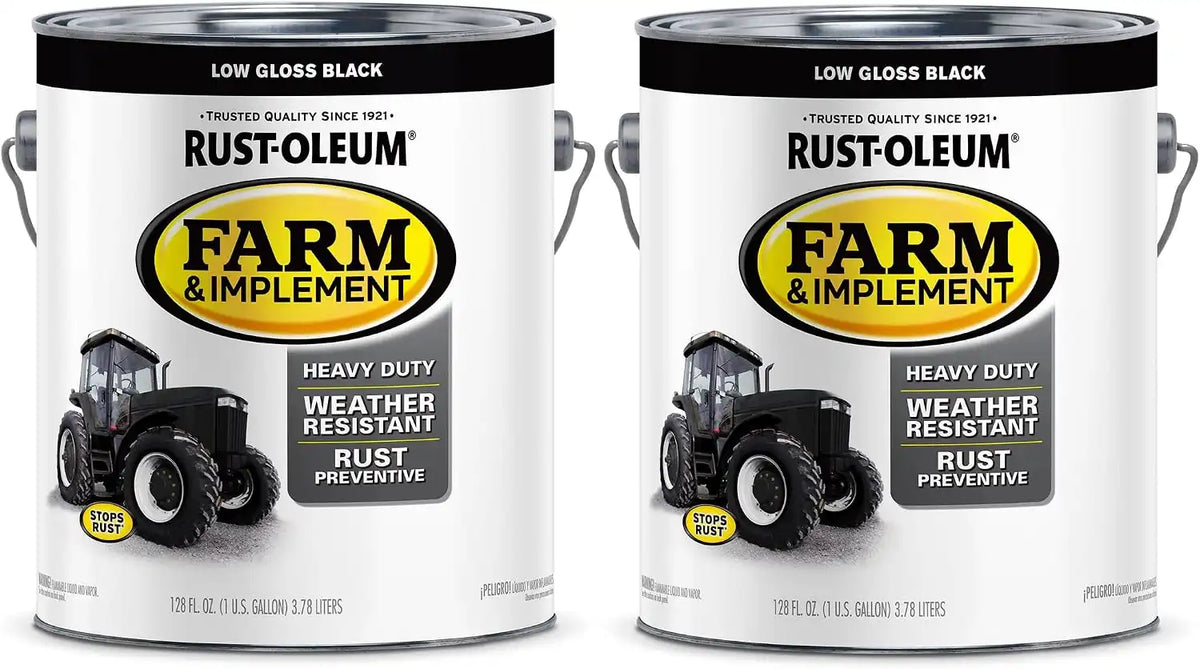 Rust-Oleum 280168-2PK Farm & Implement Enamel Paint, Gallon, Low Gloss Black, 2 Pack