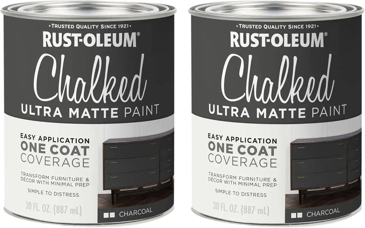 Rust-Oleum Charcoal Chalked All-in-One Ultra Matte Paint | One Coat Coverage | No Primer, Sanding, Or Topcoat Needed | Easy Clean Up | Made in USA | 30 OZ | 2 Pack