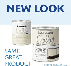 Rust-Oleum Chiffon Cream Chalked All-in-One Ultra Matte Paint | One Coat Coverage | No Primer, Sanding, Or Topcoat Needed | Easy Clean Up | Made in USA | 30 OZ