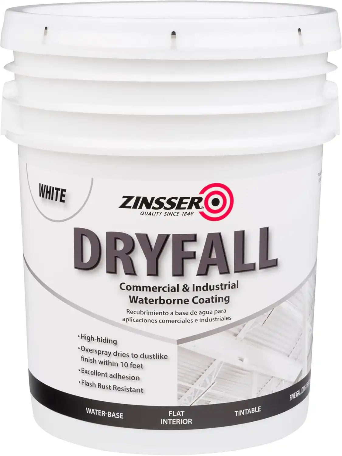 Zinsser 293234 Dryfall Commercial & Industrial Waterborne Coating, 5 Gallon, Flat White