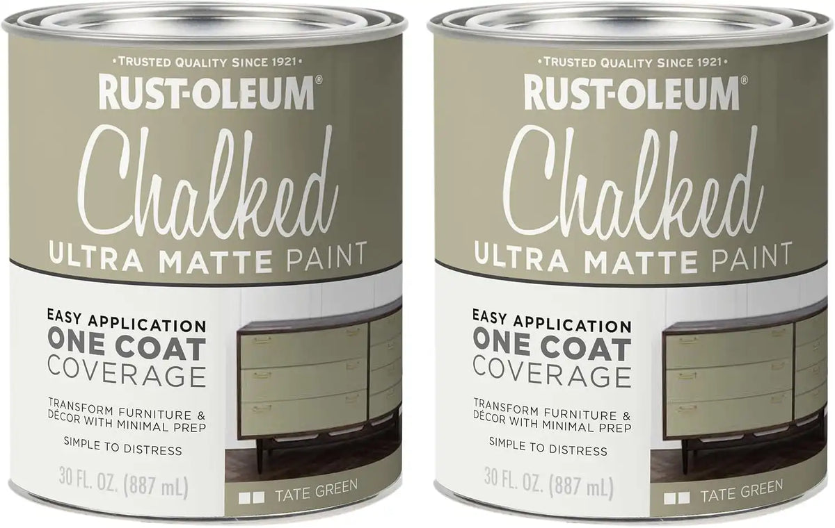 Rust-Oleum Tate Green Chalked All-in-One Ultra Matte Paint | One Coat Coverage | No Primer, Sanding, Or Topcoat Needed | Easy Clean Up | Made in USA | 30 OZ | 2 Pack