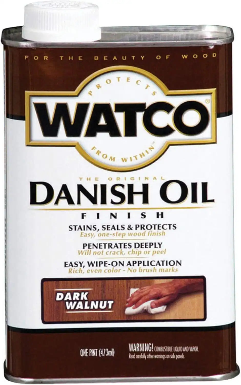 Watco 65851 Danish Oil Wood Finish, Pint, Dark Walnut