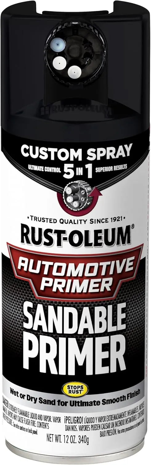 Rust-Oleum Automotive Sandable Primer Custom Spray 5-in-1, 12 oz, Black