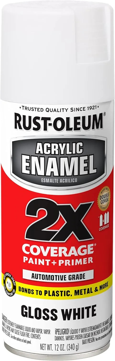Rust-Oleum 271919 Acrylic Enamel 2X Spray Paint, 12 oz, Gloss White, (Pack of 1)