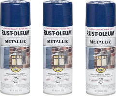 Rust-Oleum 7251830-3PK Stops Rust Metallic Spray Paint, 11 oz, Cobalt Blue, 3 Pack