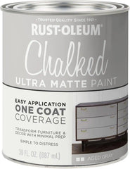 Rust-Oleum Aged Gray Chalked All-in-One Ultra Matte Paint | One Coat Coverage | No Primer, Sanding, Or Topcoat Needed | Easy Clean Up | Made in USA | 30 OZ