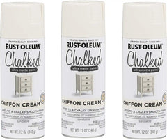 Rust-Oleum 302596-3PK Chalked Ultra Matte Spray Paint, 12 oz, Chiffon Cream, 3 Pack