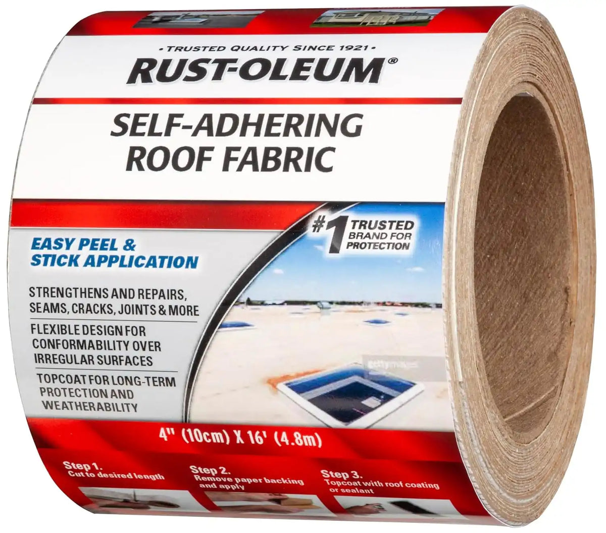 Rust-Oleum Self-Adhering Roof Fabric Roofing Tape, 4" x 16' Roll
