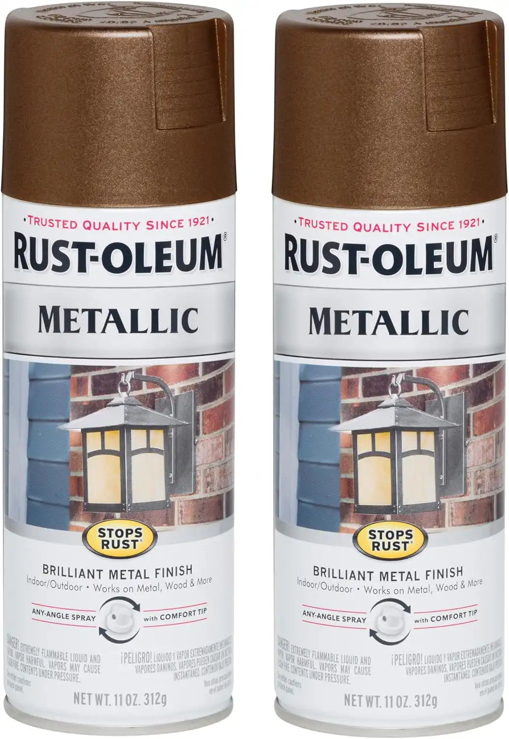 Rust-Oleum 286525 Stops Rust Metallic Spray Paint, 11 oz, Dark Copper, 2 Pack