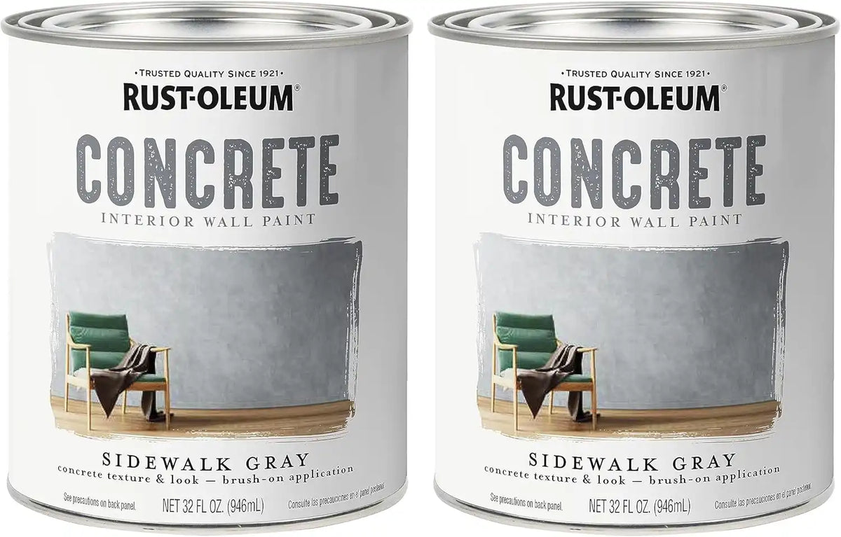Rust-Oleum 379908-2PK Concrete Interior Wall Paint, Quart, Sidewalk, (Pack of 2)