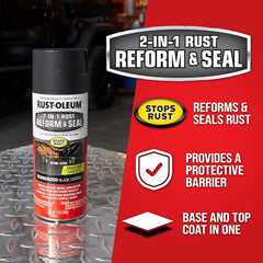 Rust-Oleum 344713 Automotive 2-In-1 Rust Reform & Seal Spray, 12 oz, Flat Black