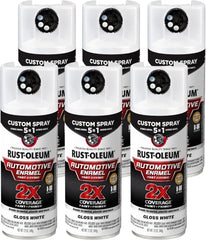 Rust-Oleum 2X Automotive Enamel Custom Spray 5-in-1 Spray Paint, 12 oz, Gloss White, 6 Pack