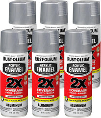 Rust-Oleum 314030-6PK Acrylic Enamel 2X Spray Paint, 11 oz, Aluminum, (Pack of 6)