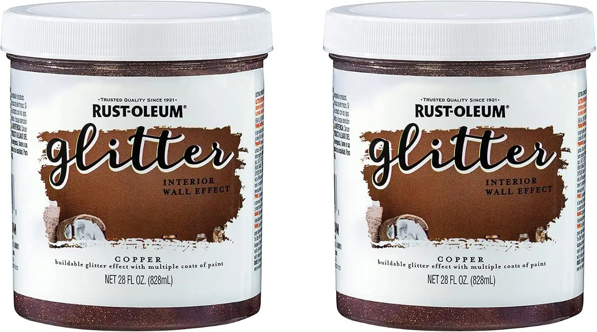 Rust-Oleum 360222-2PK Glitter Interior Wall Paint, 28 oz, Copper, 2 Pack
