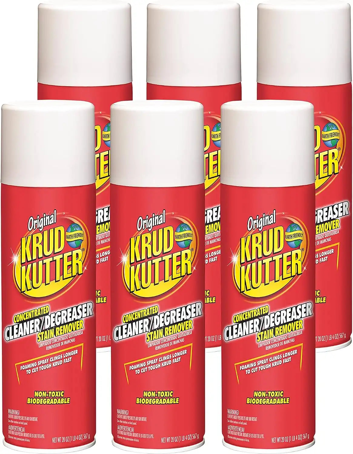 Krud Kutter 339798-6PK Original Concentrated Cleaner/Degreaser Stain Remover Aerosol, 20 oz, 6 Pack