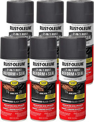 Rust-Oleum 344713-6PK Automotive 2-In-1 Rust Reform & Seal Spray, 12 oz, Flat Black, (Pack of 6)