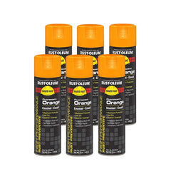 Rust-Oleum 2255838 High Performance V2100 System Rust Preventive Enamel Spray Paint, 20 fl. oz. Container, 15 oz. Fill, Fluorescent Orange, 6-Pack