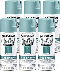 Rust-Oleum Harbor Blue Chalked All-in-One Ultra Matte Spray Paint | One Coat Coverage | No Primer, Sanding, Or Topcoat Needed | Easy Spray Application | Made in USA | 12 OZ | 6 Pack