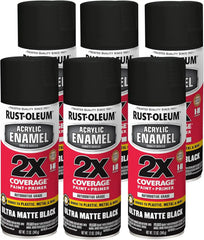 Rust-Oleum 372699-6PK Acrylic Enamel 2X Spray Paint, 12 oz, Ultra Matte Black, (Pack of 6)