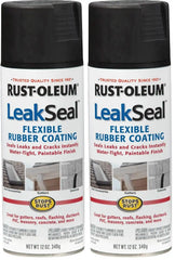 Rust-Oleum 265494 LeakSeal Flexible Rubber Coating Spray, 12 Ounce, Black, 12 Fl Oz (Pack of 2)