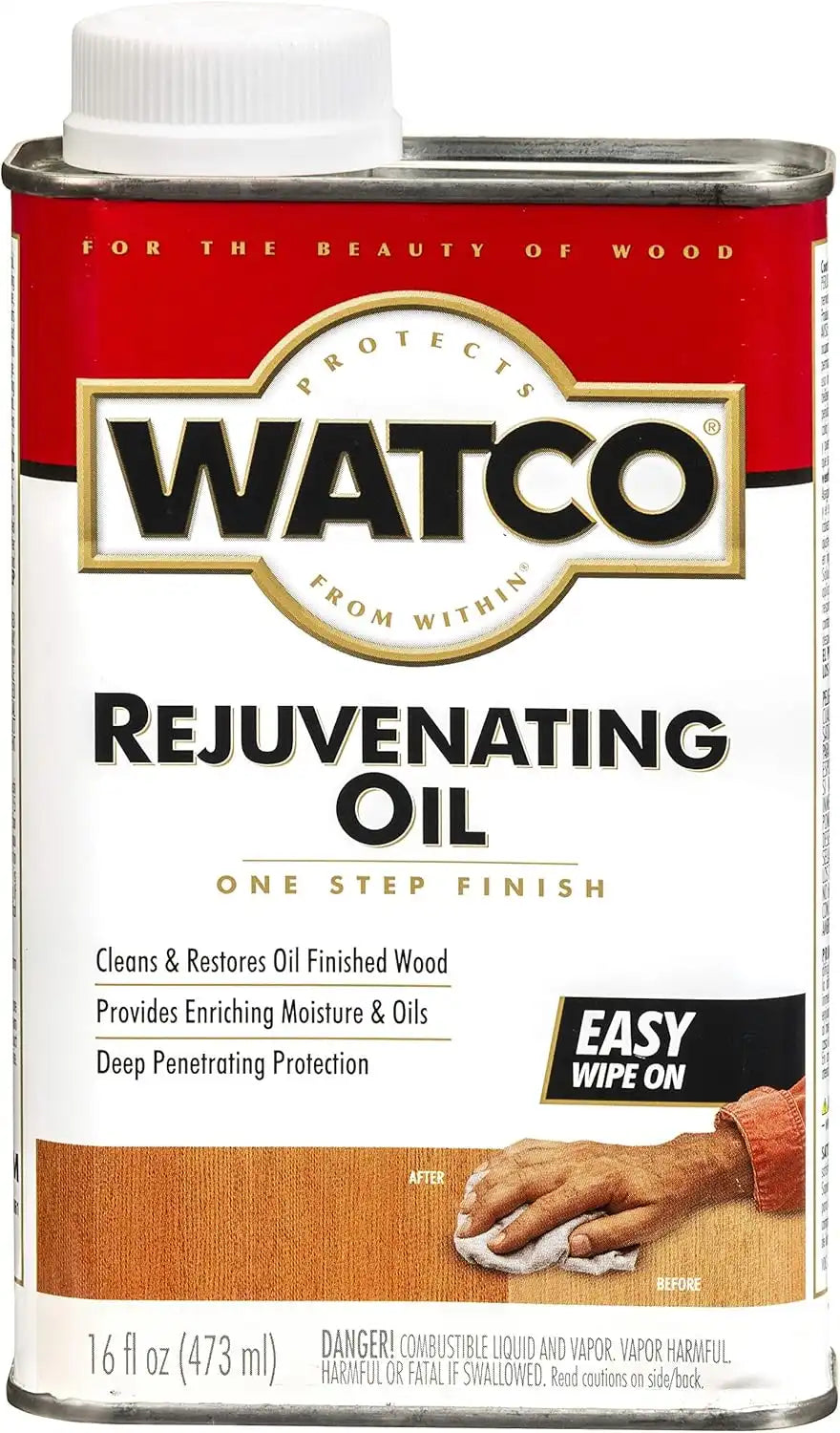 Watco Rejuvenating Oil | Wipe On Application | Restores Oil‑Finished Wood | Removes Surface Grime | Renews Luster | Clear | Pint