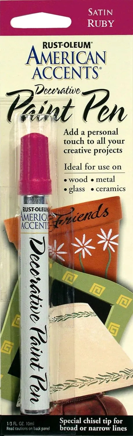 Rust-Oleum 215154 American Accents Satin Decorative Paint Pen, Ruby, 1/3-Ounce