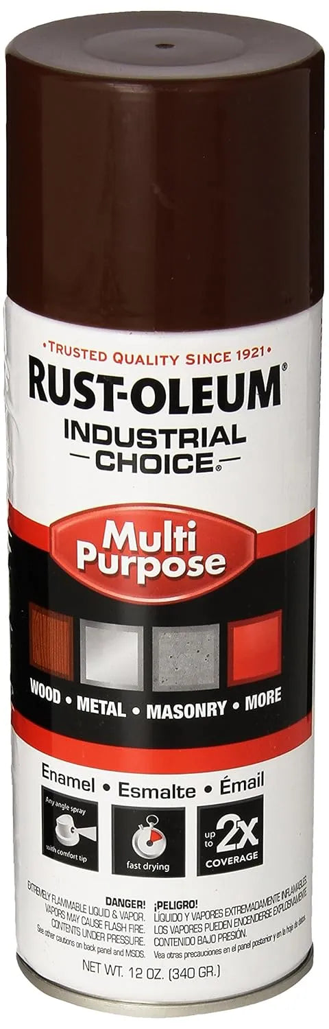 Rust-Oleum 1674830-6PK Industrial Choice 1600 System Multi-Purpose Spray Paint, 12 oz, Leather Brown, 6 Pack