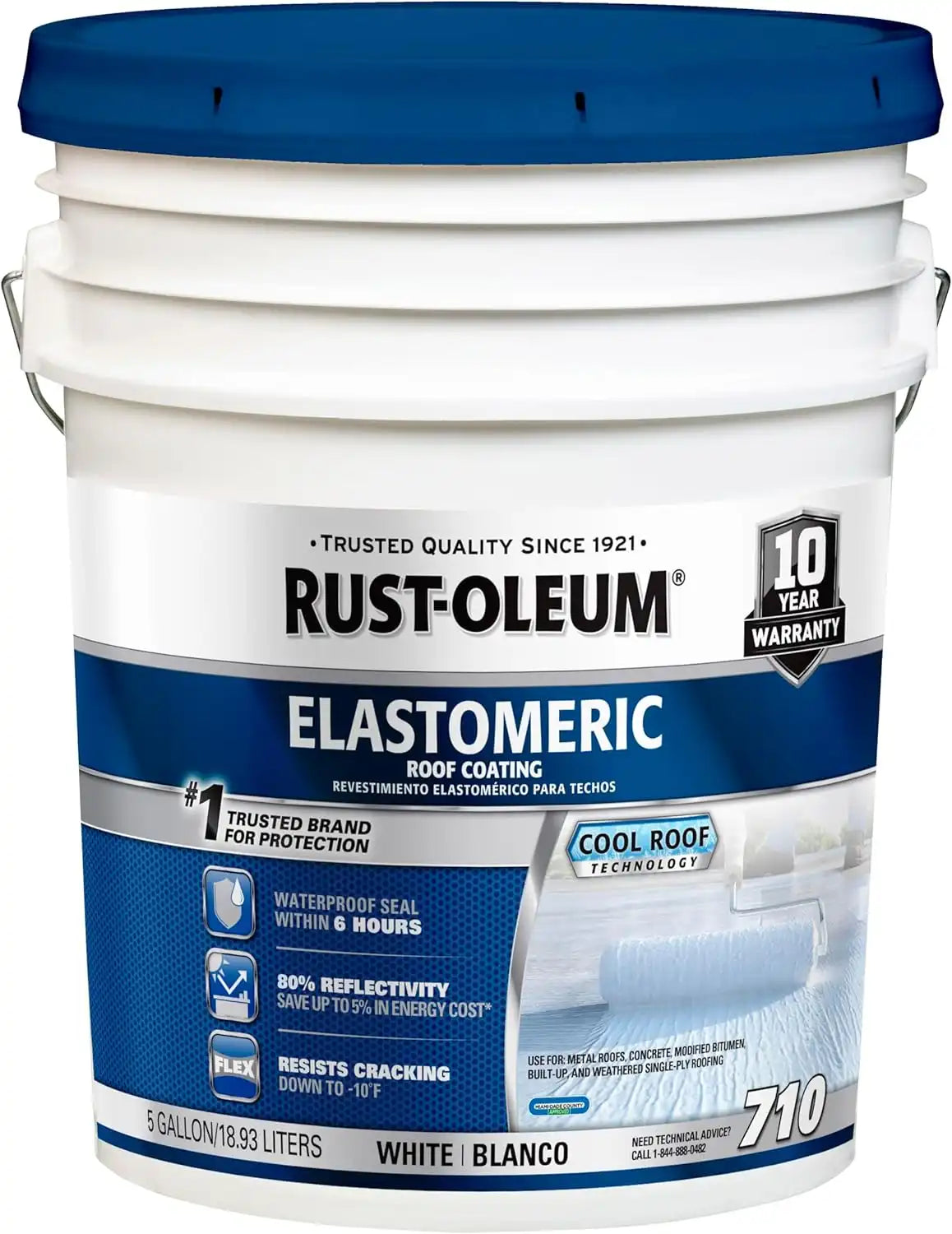Rust-Oleum 710 Elastomeric Roof Coating, 5 Gallon, White