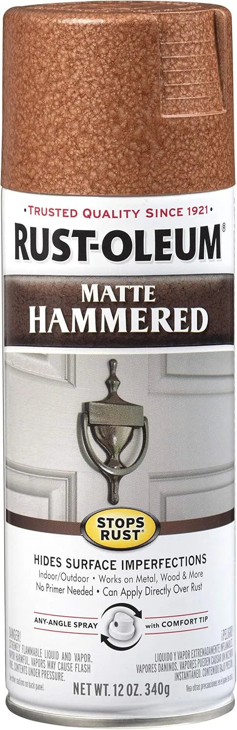Rust-Oleum 345377 Stops Rust Hammered Spray Paint, 12 oz, Matte Copper