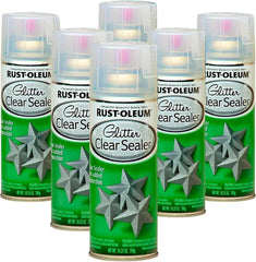 Rust-Oleum 267736-6PK Specialty Glitter Spray Paint, 10.25 Oz, Clear Sealer, 6 Pack
