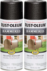 Rust-Oleum 7215830 Stops Rust Hammered Spray Paint, 12 Oz, Black, 12 Ounce (Pack of 2)