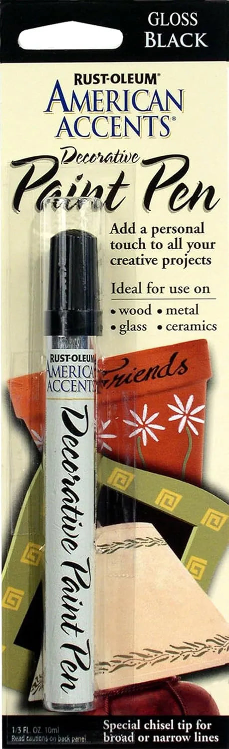 Rust-Oleum 215123 American Accents Satin Decorative Paint Pen, Black, 1/3-Ounce