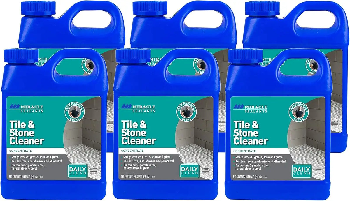 Miracle Sealants Tile & Stone Cleaner Concentrate for Natural Stone, Tile & Grout, pH Neutral, Quart, 6 Pack