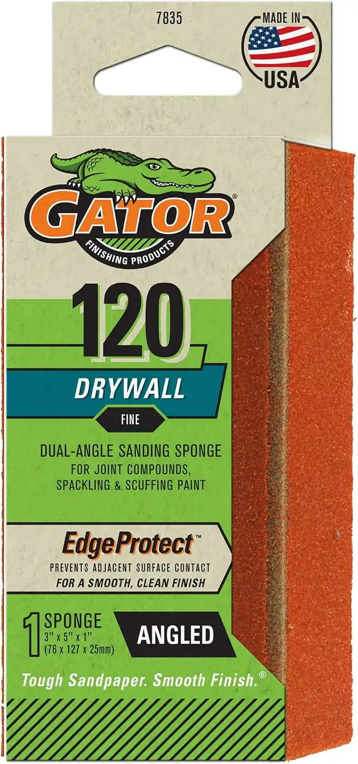 Gator 783520 Fine 120-Grit Dual-Angle Sanding Sponge, 3 x 5 x 1 Inch