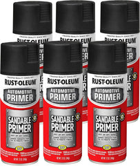Rust-Oleum 249418-6PK Automotive Sandable Primer Spray, 12 oz, Black, 6 Pack