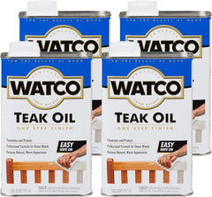 Watco Teak Oil Wood Finish, Quart, Clear, 4 Pack